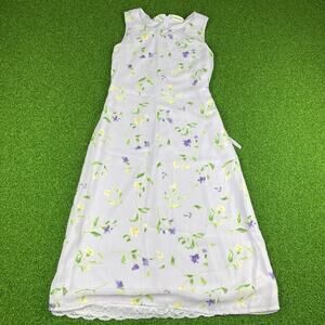 Cherokee Girls Light Blue Floral Lace Trim Sleeveless A-Line Dress Sz M